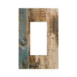 Retro Rustic Barn Wood Teal Green Brown 1 Gang Rocker/Decor Outlet Light Switch Wall Plate Cover Faceplate Decorative Faceplate Switchplates Farmhouse Cabin Bathroom Home Living Room Bedroom Decorate