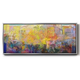 Renditions Gallery Abstract Wall Art City Skyline at Night Wall Decoration Prints & Paintings for Bedroom Drawing Room Living Room - 24"X60" SILVER Frame GAL027