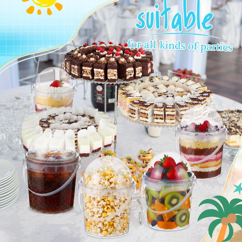 30 Pack 34 oz Clear Plastic Cups with Dome Lids