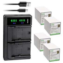 Kastar 4-Pack Battery and LTD2 USB Charger Compatible with Arlo A7 A-7a, A14 A-14a, 308-50019-02, 308-50034-01, 1INR19/66-4 Battery, Arlo GO 2 ITE Security Camera (VML2030), FBK1101 FBK1101-1SCNAS