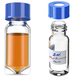 Biomed Solutions High Recovery Vial with 9-425 Screw Cap,Sterile Borosilicate Glass V Vial, Large Opening, 0.3mL/2mL/4mL,6pcs (Clear, 2mL)