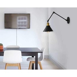 yzzy Industrial Wall Sconce Adjustable Swing Arm Wall Light Retro Reading Wall Lamp Lighting Fixtures Brass Black for Bedroom Study Room Bathrooom Kitchen