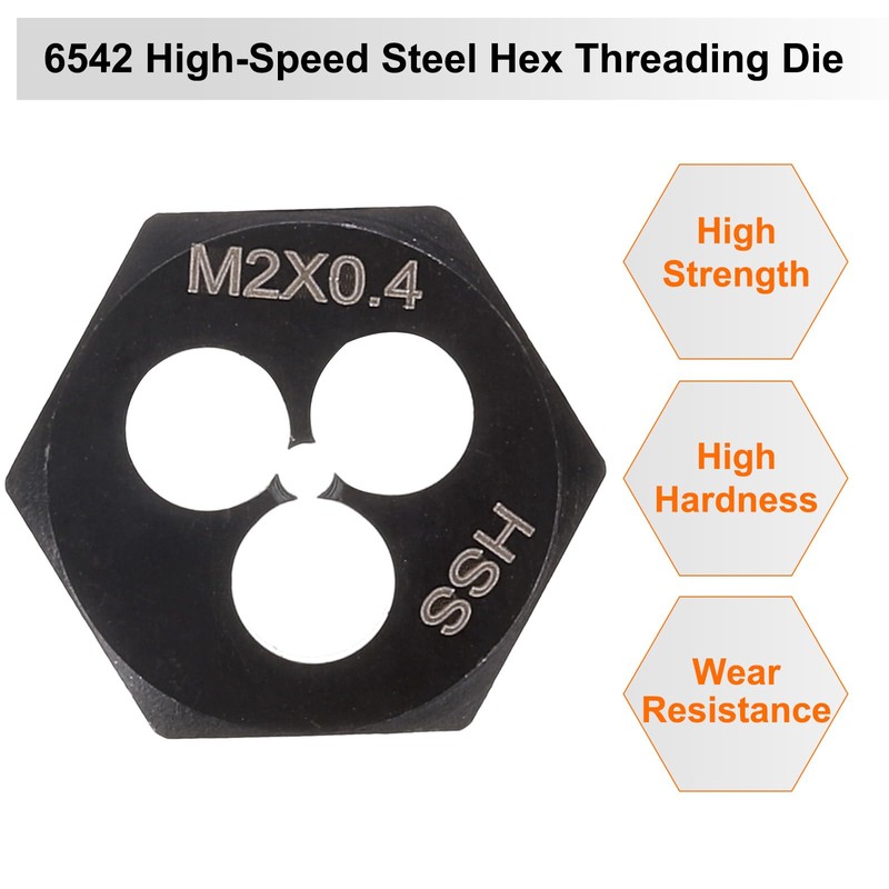 sourcing map Hex Threading Die M2 x 0.4 Metric Thread