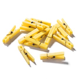 50 PCS Small Transparent Plastic Tool Paper Clips Clothespins Clip Clothing Line Clip Photo Clips 1.4 x 0.25 Inch Mini Clothespins Baby Shower Clothing Pins Plastic Small Clips for Party (Yellow)