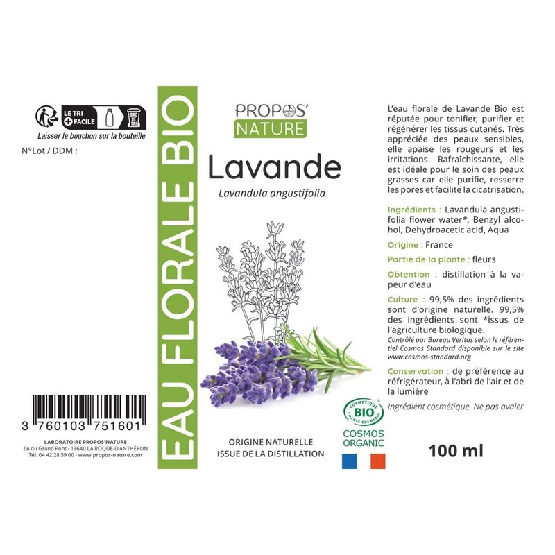 Hydrolat Lavender 100ml - Propos'Nature - Organic Certified