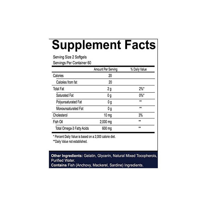 Omega3 Aceite de Pescado 1000mg, Salud del Corazón, 120 cápsulas