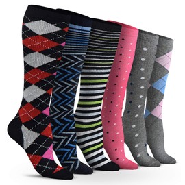 Pembrook Womens Compression Socks 6 Pack | 8-15 mmHg Graduated Support Compression Stockings for Women