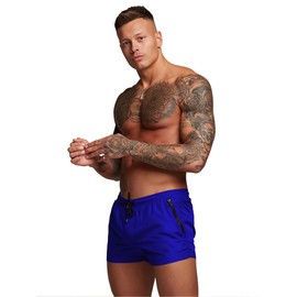 TONLEN Mens Swimwear Sports Shorts Swim Trunks with Zipper Pockets, Royal-blue, X-Large