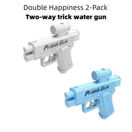 Summer Creative Double-Sided Reverse Water Gun Prank Tactical Dual-Spray Mini Water Gun Funny Toy:_White+Blue（Two packs）