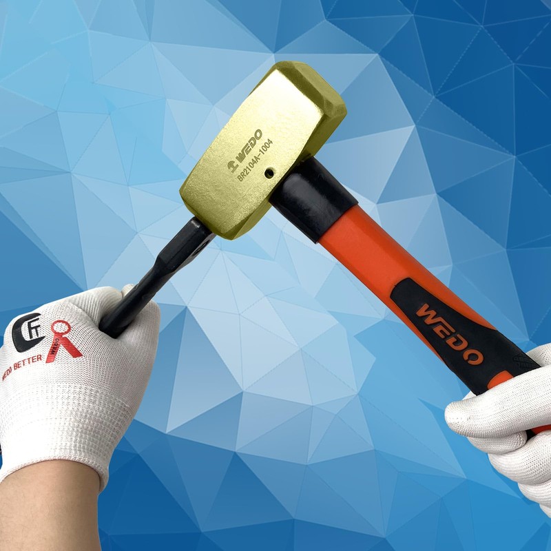 WEDO Brass Sledge Hammer 3 lb, Club Hammer with Fiberglass