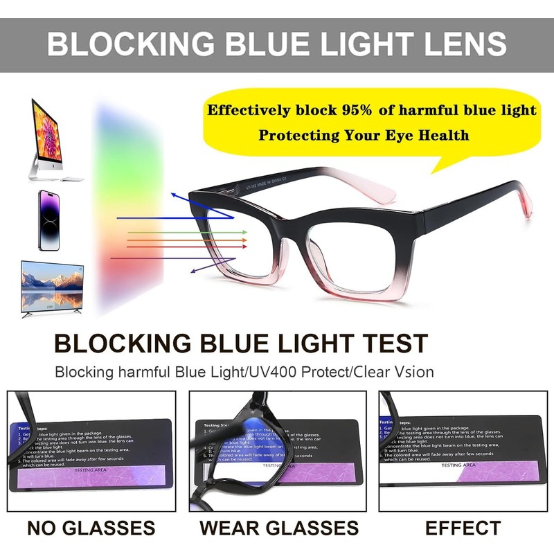 Hubeye 5 Pairs Oprah Style Square Reading Glasses for Women