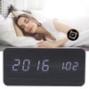 LED Wooden Alarm Clock Electronic Voice Control Temperature Date Table