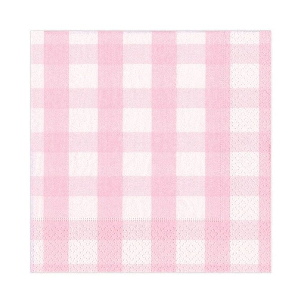 Caspari Gingham Paper Luncheon Napkins in Pink, Two Packs of