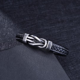 To My Boyfriend Bracelet, braided leather bracelet Gift for Boyfriend，Stainless Steel Leather Bracelet for Boyfriend Christmas Gifts