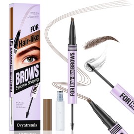 Augenbrauenstift, 3D, wasserfest, mit Microblading-Pinsel, präziser Stift für natürliche Augenbrauen, langlebig, Make-up, wasserfest, für einen natürlichen Augenbrauen-Effekt (Braun)