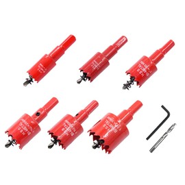LAIWEI Hole Saw Set, 6pcs High Speed Steel Hole Saws, Drill Bit Set for Wood, PVC, Aluminium, Drywall, 19-35mm