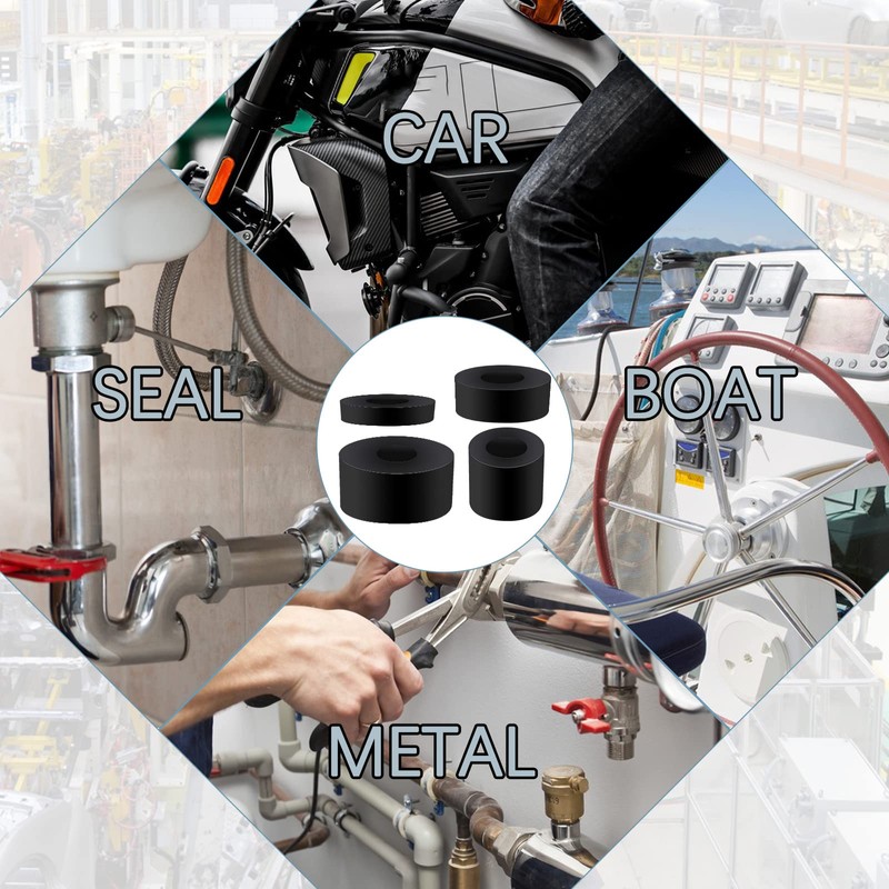 20 Pack Thick Rubber Washers - Round & Flat Spacers,