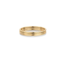 PAVOI 14K Gold Plated Stackable Ring Pack for Women | Waterproof Stainless Steel Dainty Layering Thin Rings Set, 6, Yellow Gold, No Gemstone