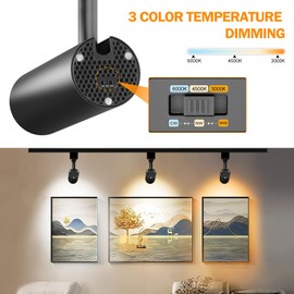 OTeedo 3-Color LED Track Lighting Heads,20W Dimmable H Type Track Lighting fixtures,3000K-4500K-6000K Adjustable Track Lights Ceiling Spotlight,for Living Room Art Accent Lighting,2000lm 3 Pack Black