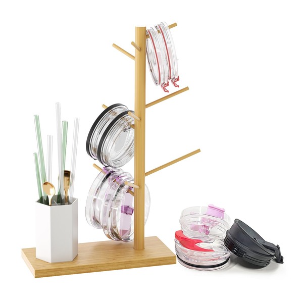 XYJunTech Tumbler Lid Organizer, Cup Lid Organizer With Straw Organizer,