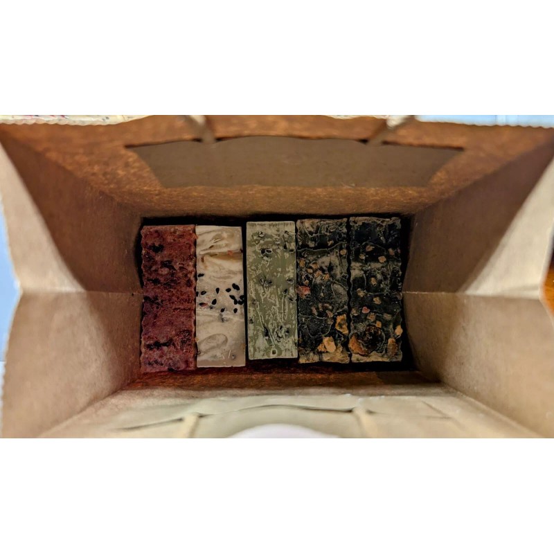 Homemade 5 Bar Assorted Natural Soap Bundle with Loofah -