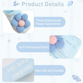 CÉLLOT Baby Girl Headband and Socks, Non-Slip Floral Socks and Soft Floral Nylon Hairbands for Babies Infants and Toddlers(White,Blue,Black)