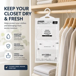 Hanging Moisture Absorber Bags for Closet Humidity Control – 5-Pack Large Capacity for Daily Storage