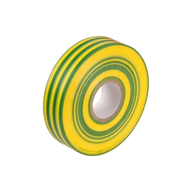 Green/Yellow PVC Electrical Insulation Tape Roll - 33m x 19mm