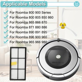 EATBALE HEPA Filter Side Brush Replacement Parts for Roomba 860 870 871 880 960 980 Robot Vacuum Cleaning Compatible with 800 900 series HEPA Filters Edge Brushes Cleaning Equipment Accessories Kit