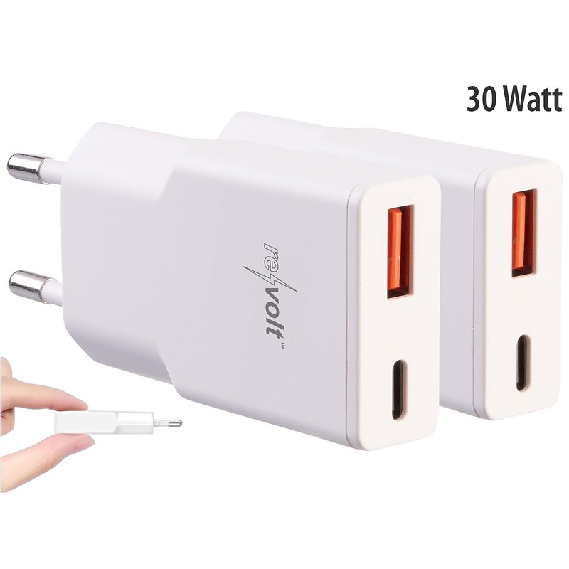 revolt Set of 2 Ultra Compact USB A/C Power Supplies,