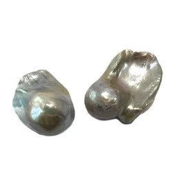LE SKY 2 Pieces Baroque Pearl No Hole Natural Cultured Freshwater Irregular Pearl Bead Original for Jewelry Making