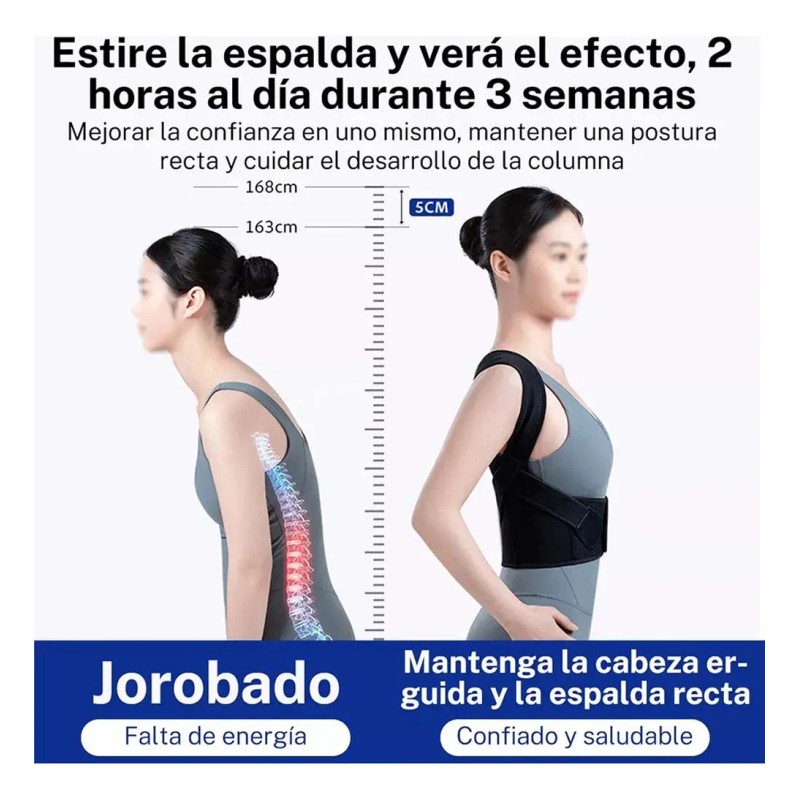 Corrector Postura Ortopédico Lumbar Espalda Ajustable Faja Negro Xl