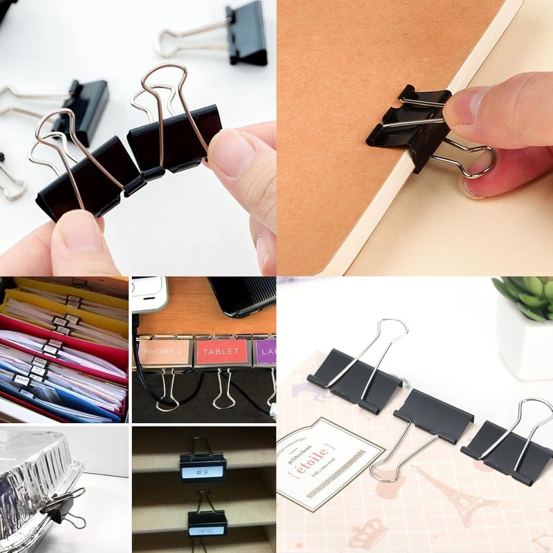25mm Double Clips Black 100 Pieces Office Supplies Document Organizer