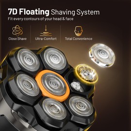 Dyoonoer 7D Electric Head Shavers for Men - Cordless Waterproof Rotary Razor Head Shavers for Bald Head with LED Display, Wet/Dry Use - Ideal for Sensitive Skin, Travel & Gifts