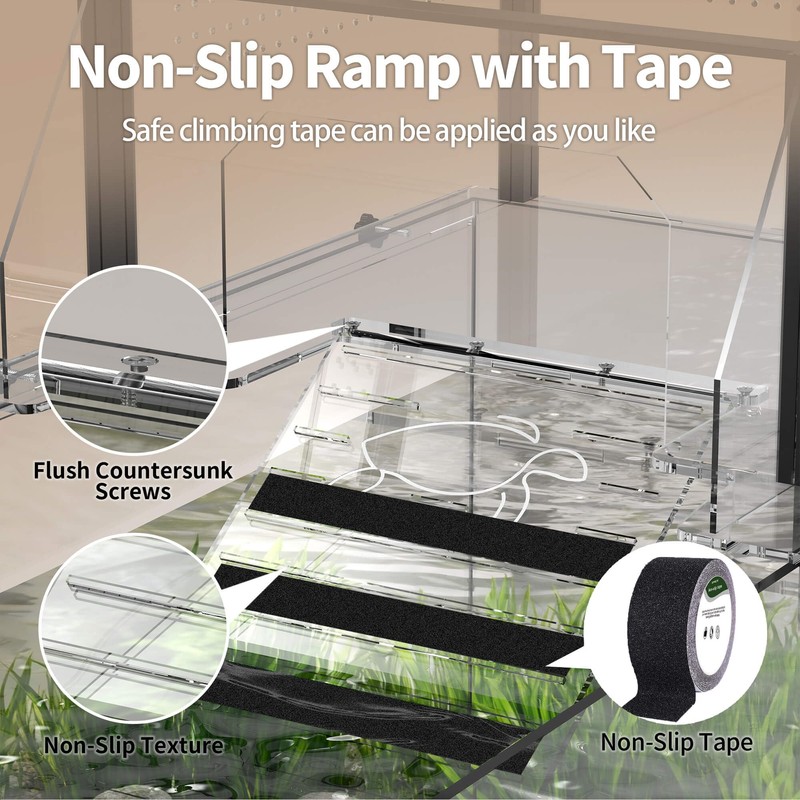 Upgraded Turtle Basking Platform for Aquatic Turtles with Temp &