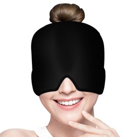Migraine HeadacheRelief Cap, Gel lce Head Wrap for Tension andStress Relief.Suitable for Home breaks, beforesleep, office Black Comfort - Color: black