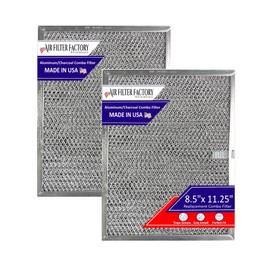 Air Filter Factory 8-1/2 x 11-1/4 x 3/8 Inches Compatible For Range Hood Aluminum Charcoal Combo Filters 2-Pack