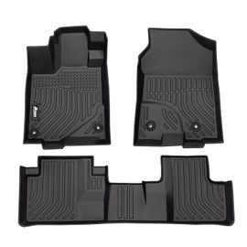 IKON MOTORSPORTS 3D TPE Floor Mats, Compatible with 2016-2018 Acura RDX with 8-Way Power Seats, All Weather Waterproof Anti-Slip Floor Liners, Front & 2nd Row Full Set Car Interior Accessories, Black
