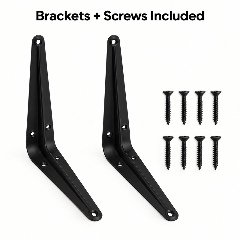Floating Shelf L Brackets – Black Steel Wall Mount Supports