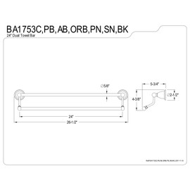 Kingston Brass BA1753AB Heritage 24" Dual Towel Bar, Antique Brass