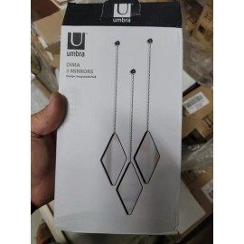 Umbra Dima Mirrors, Set of 3, Trio Decorative Mirrors for Wall- Black