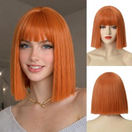 Ginger Bob with Bangs 14" Orange Wig Bob for Women