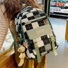 jupkem Checkered Backpack for Women Cute Backpack Black and White