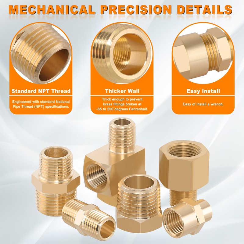 Dazakoot 68PCS Brass Pipe Fitting & Adapters Assortment Kit, NPT