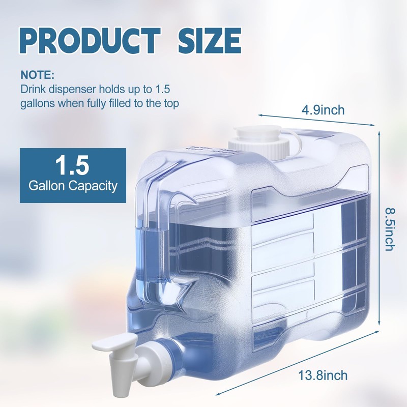 Funnymoom 2 Pack 1.5 Gallon Fridge Water Dispensers Bottle with