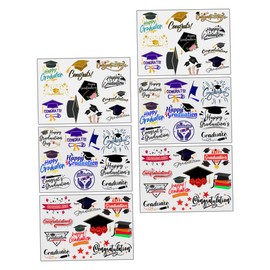 Baluue 6sheets Graduation Theme Temporary Stickers of Body Decals for Parties Unique Designs for All Ages for Celebrating Graduates Fun and Style