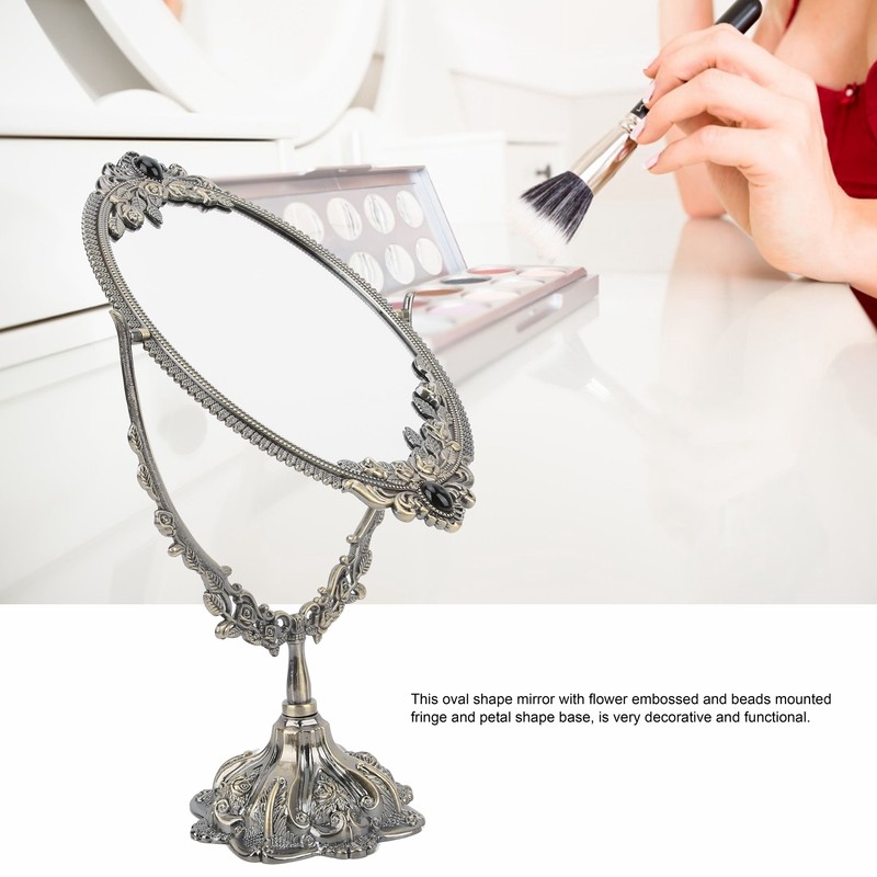 MakeUp Mirror EuropeanStyle Metal Retro DoubleSided Mirror for Bathroom Bedroom