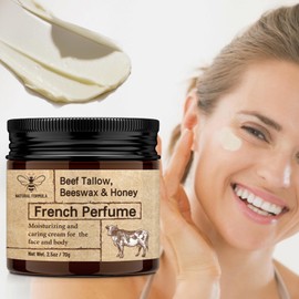 Beef Tallow for Skin, Organic Grass Fed Whipped Beef Tallow with Honey Beeswax,Tallow and Honey Balm, Deeply Moisturizing for Face & Body (2.5 Fl Oz (Pack of 1))