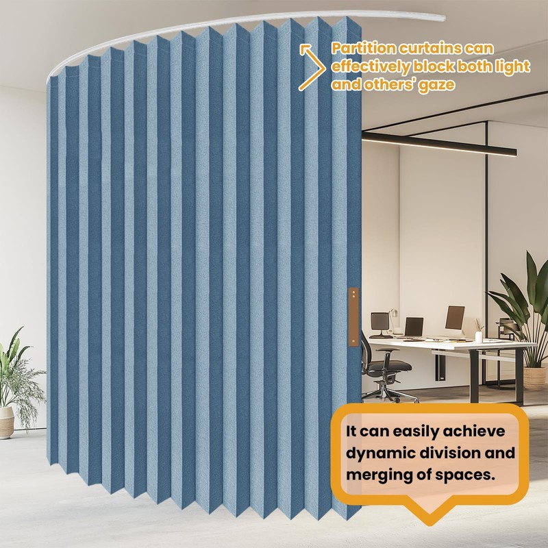 JILRON Accordion Partition Curtain with Ceiling Track - Space-Saving Room