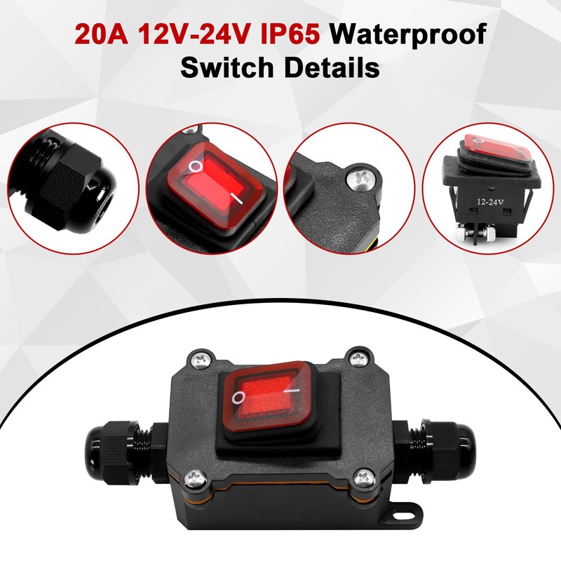 30A 12V-24V IP65 Waterproof Cable Switch AYWHP Waterproof Inline Switch